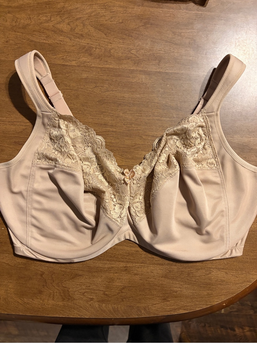 Beige Bra 40I Lace Full Coverage Underwire US UK Unlined Support Wide Band